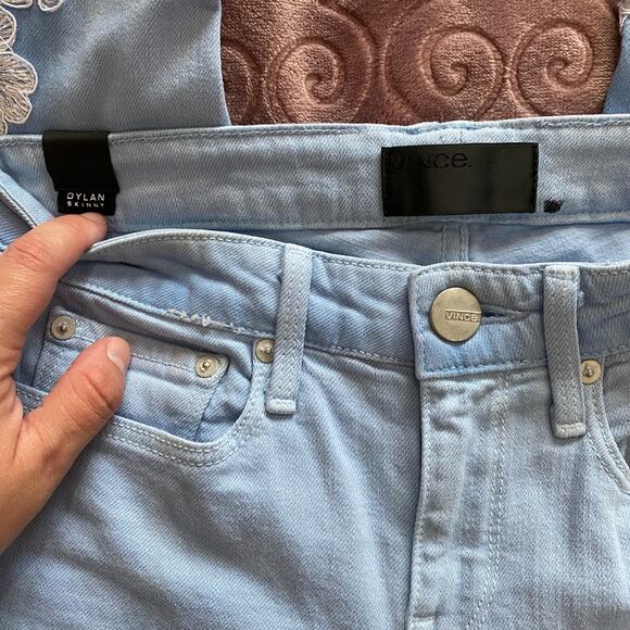 VINCE DYLAN SKINNY LIGHT BLUE LACE DETAIL JEANS SZ 27 - Picture 10 of 12